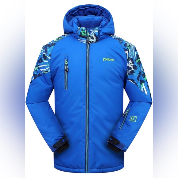 PHIBEE Mens Waterproof Windproof Outdoor Fleece Ski Jacket w Removable Hood NEW